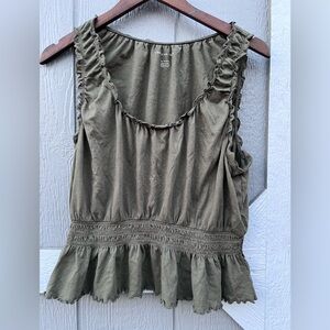American Eagle Outfitters Olive Ruffle Blouse
